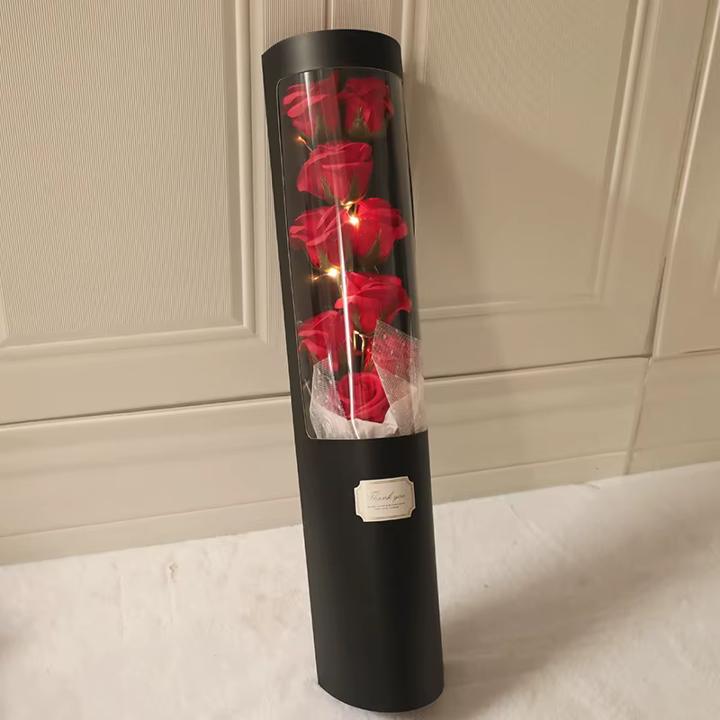 Bouquet de fleurs de savon en boîte cadeau, seau à roses pour la Saint-Valentin, la fête des enseign