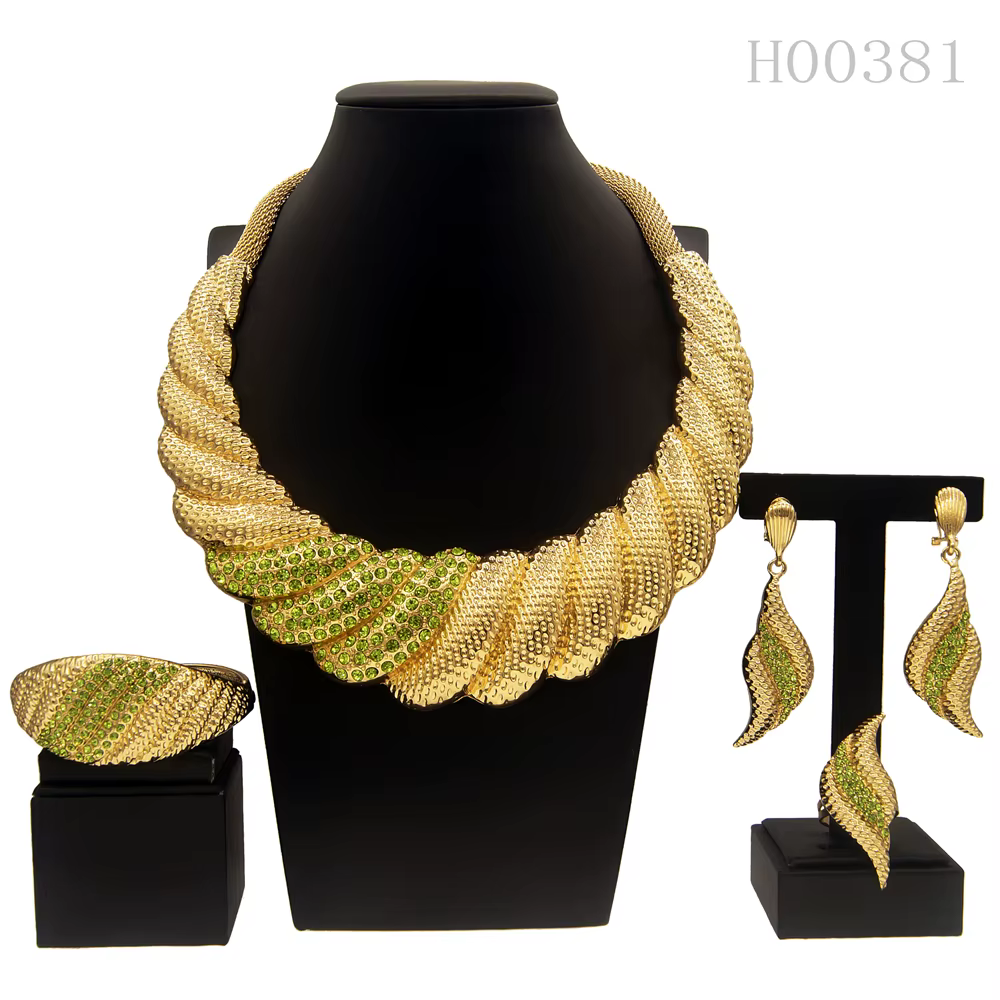 Ensembles de bijoux plaqués or pour femmes, grand collier, plaque originale 24K, pour fêtes de Banqu