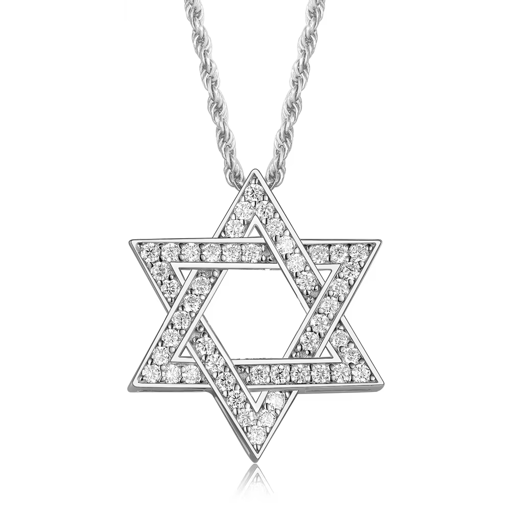APIR 925 argent D/VVS1 Moissanite étoile pendentif collier croix étoile de David pour hommes femmes 
