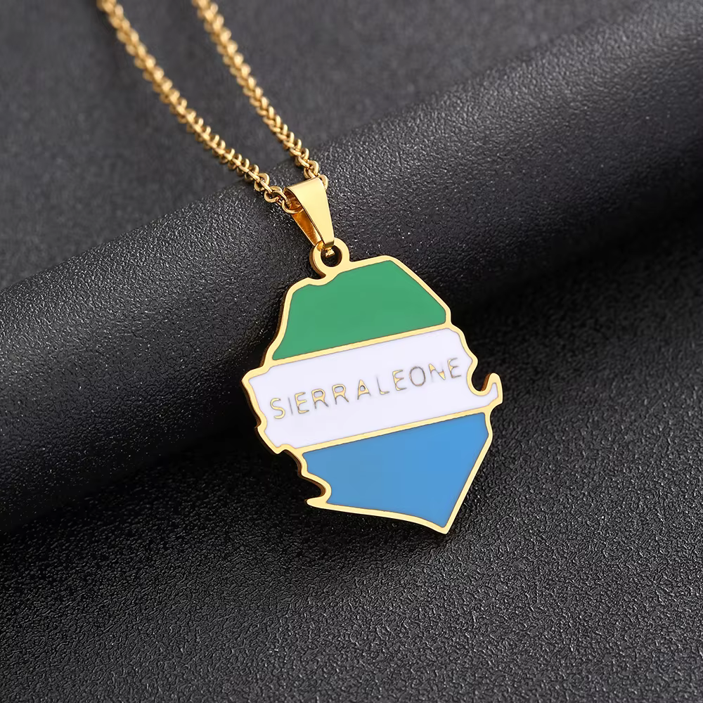 Collier avec pendentif en forme de drapeau, en acier inoxydable, pour femmes et filles, breloque cou