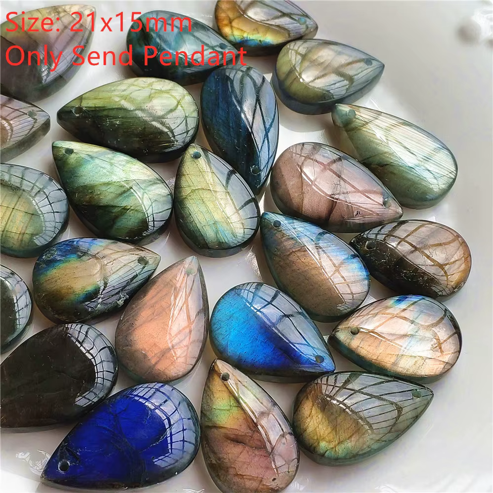 Pendentif Labradorite bleue naturelle pour femmes et hommes, bijoux en perles de goutte d'eau, crist