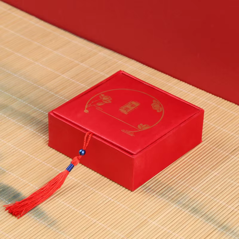 Boîte d'emballage de bijoux de style chinois, boîte à bijoux vintage avec pompon, boîte de rangement
