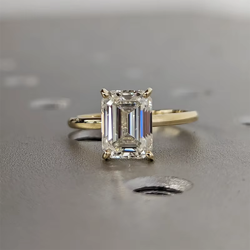 Haute qualité taille émeraude 1ct 2ct 3ct Moissanite Solitaire bague 925 en argent Sterling bagues d