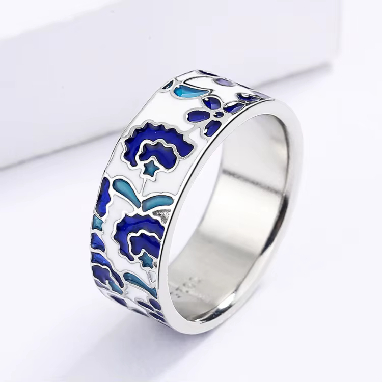 Bagues artisanales en émail pour femmes, timbre créatif fait à la main, pour fête de mariage, bijoux
