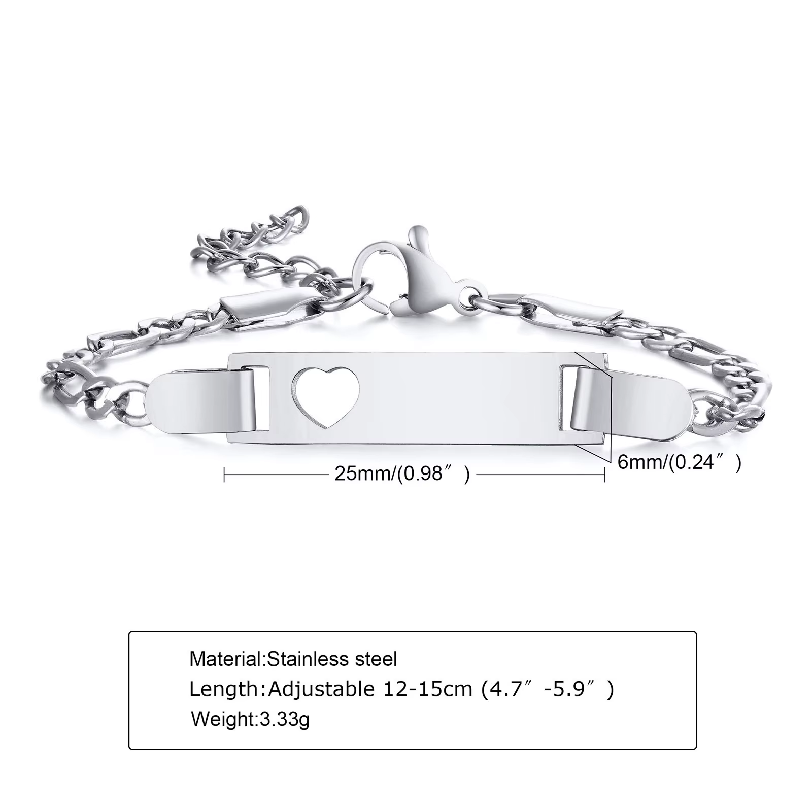 Bijoux Personnalisés en Acier Inoxydable pour Enfant, Bracelet d'Identification avec Nom Personnalis