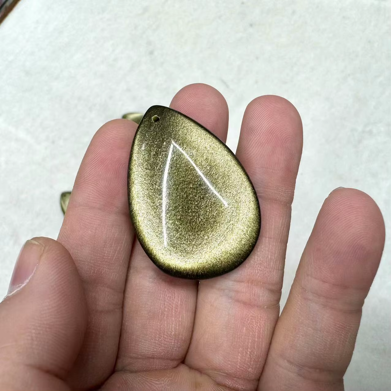 Pendentif en obsidienne dorée, forme goutte, bijoux en pierres précieuses naturelles pour femmes, po