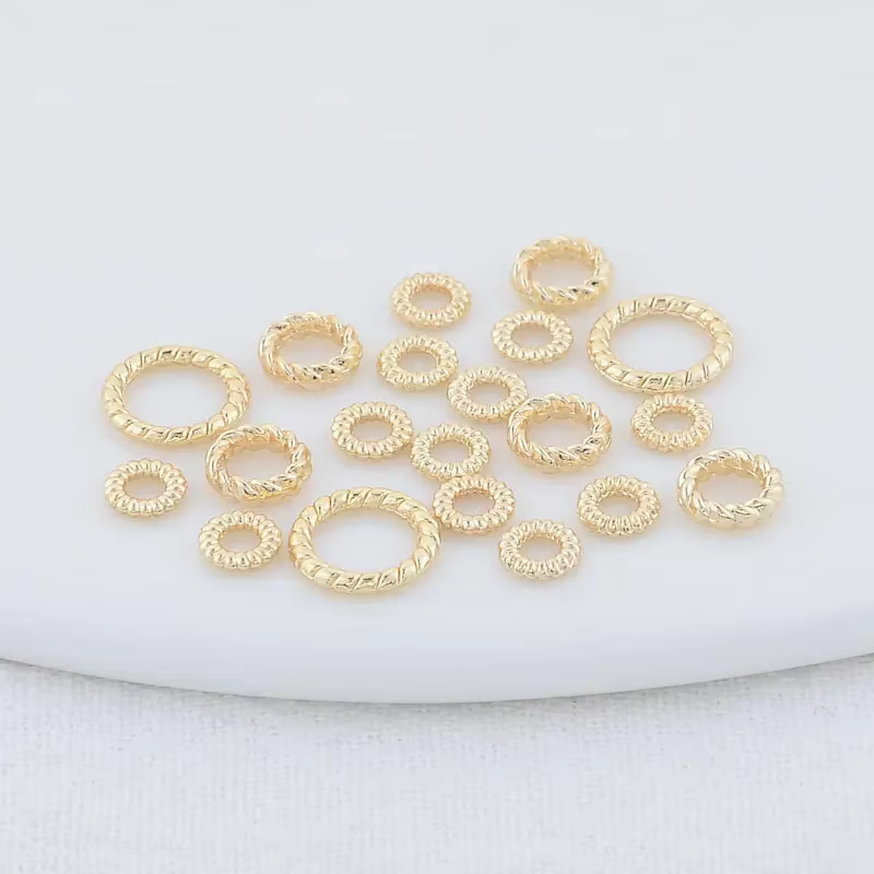 Anneaux fermés en laiton plaqué or 14K, 4MM 6MM 8MM, pendentifs à breloques circulaires ronds, résul