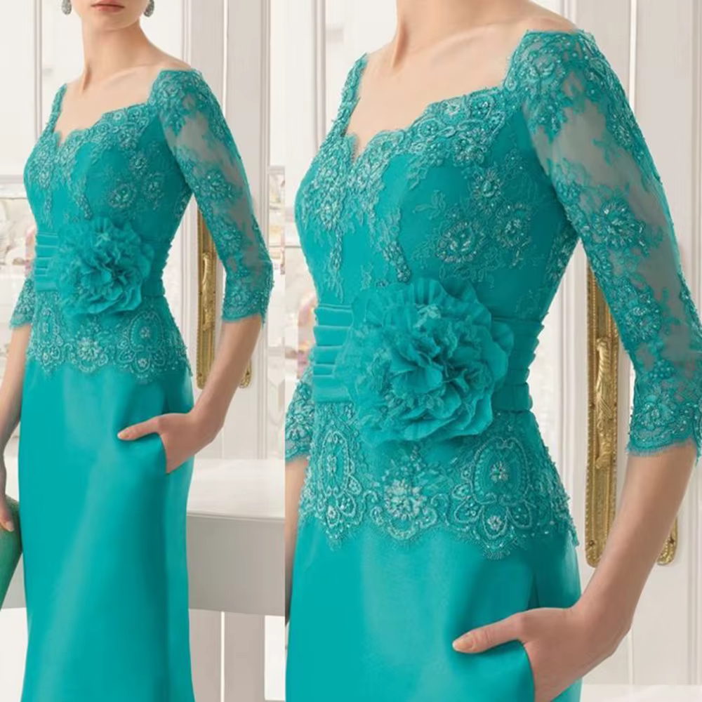 Robe de mère de la mariée en dentelle Industries celle, magnifique robe pleine longueur, manches tro