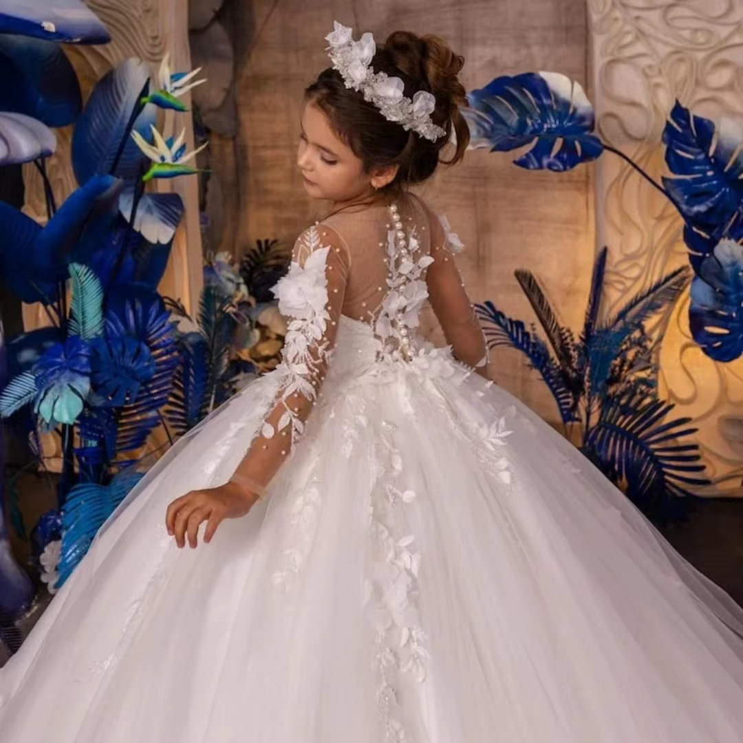 Robes de demoiselle d'honneur blanches pour mariage, avec des Appliques en dentelle florale, longueu