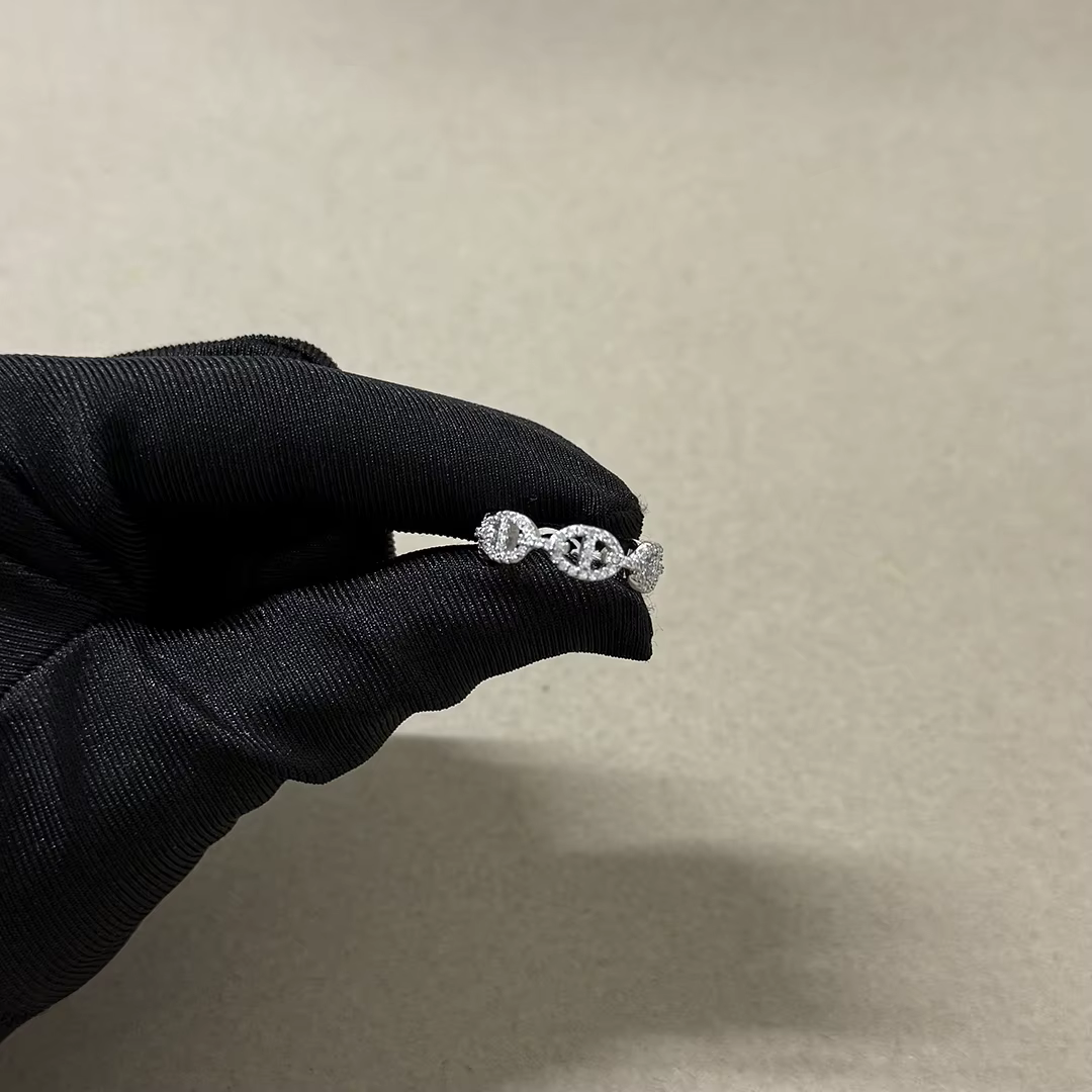 Bague de mariage classique en argent sterling 925 plaqué or avec chaîne en diamant pour femme