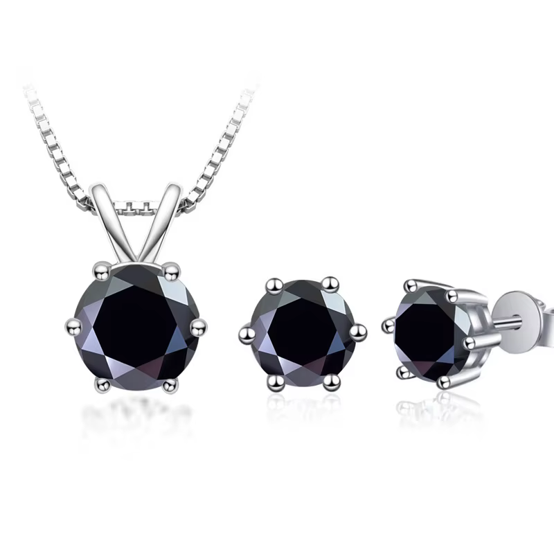 JoyceJelly 3CT Moissanite ensemble de bijoux avec GRA en argent Sterling 925 collier boucles d'oreil