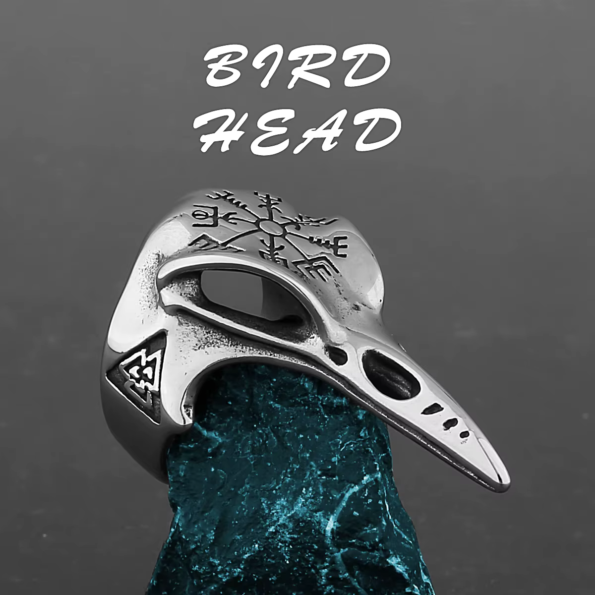 Bague Vintage Viking corbeau crâne et loup de l'Awe pour hommes, amulette Hip Hop Valknut Biekr, en 