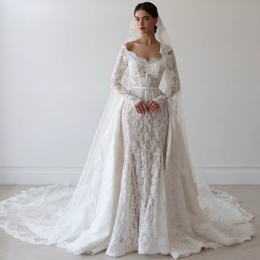 Robe de mariée sirène de rêve, élégante, appliques personnalisées, dentelle, robe de mariée classiqu