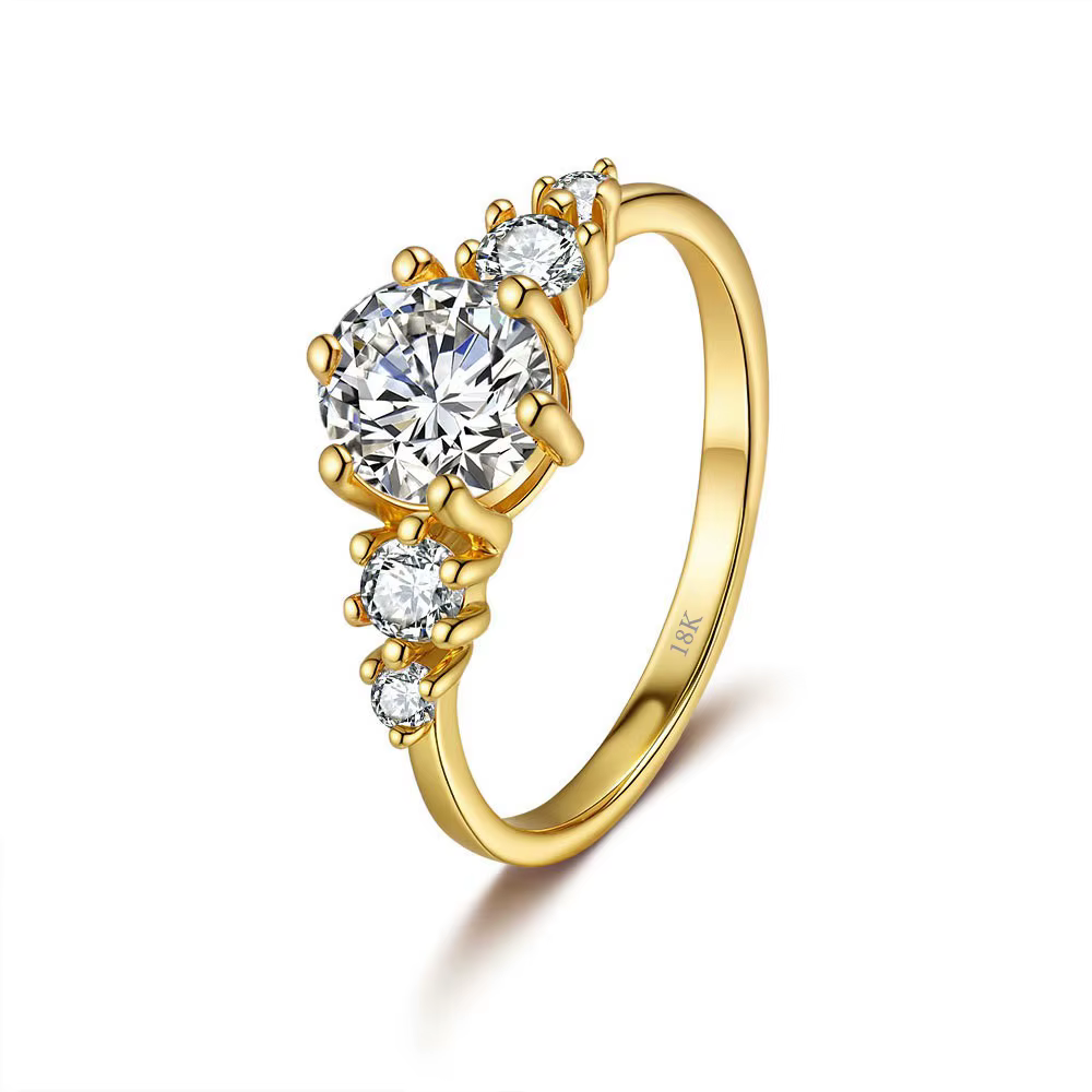 Lumira – bague en or 18 carats, Design d'inspiration de luxe, avec pierres Moissanite de 1 Carat, ba