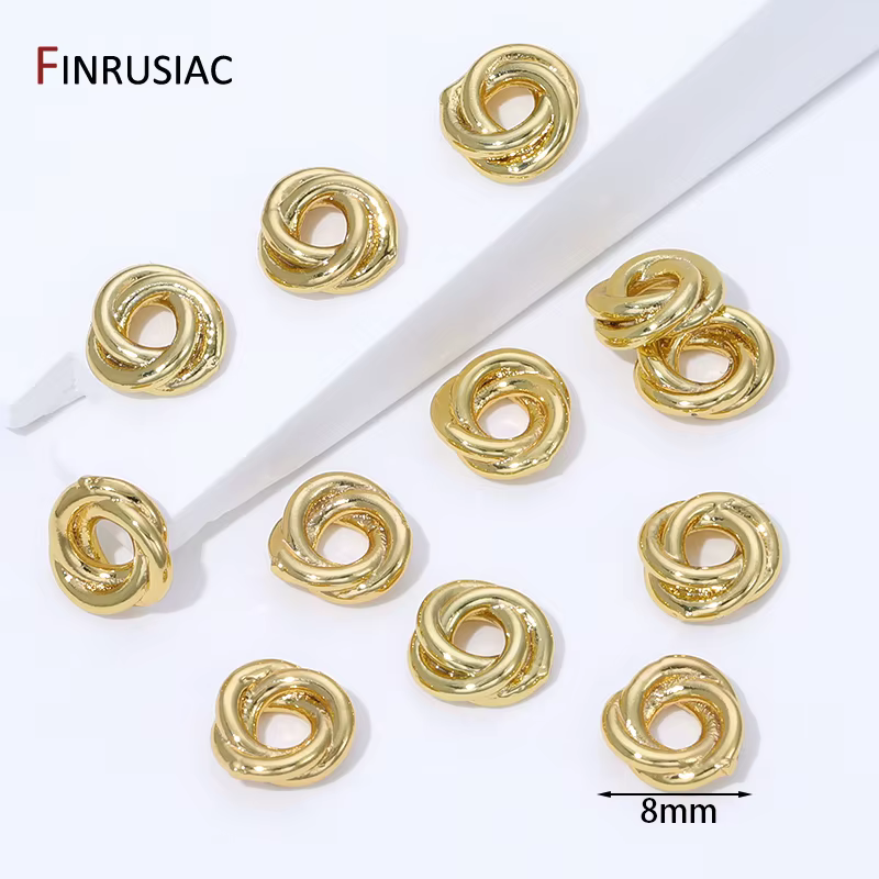 Perle d'espacement torsadée en laiton plaqué or 18 carats, séparateur pour perles, perle circulaire 