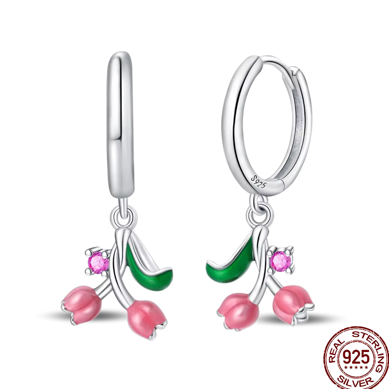 Boucles d'oreilles de printemps en argent Sterling 925 pour femmes, fleur, papillon, lune étoilée, D