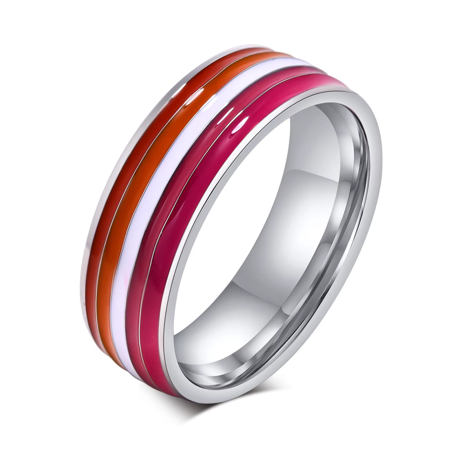 Bague LGBT lesbienne en acier inoxydable pour Couple de femmes, bague de fiançailles de couleur de d