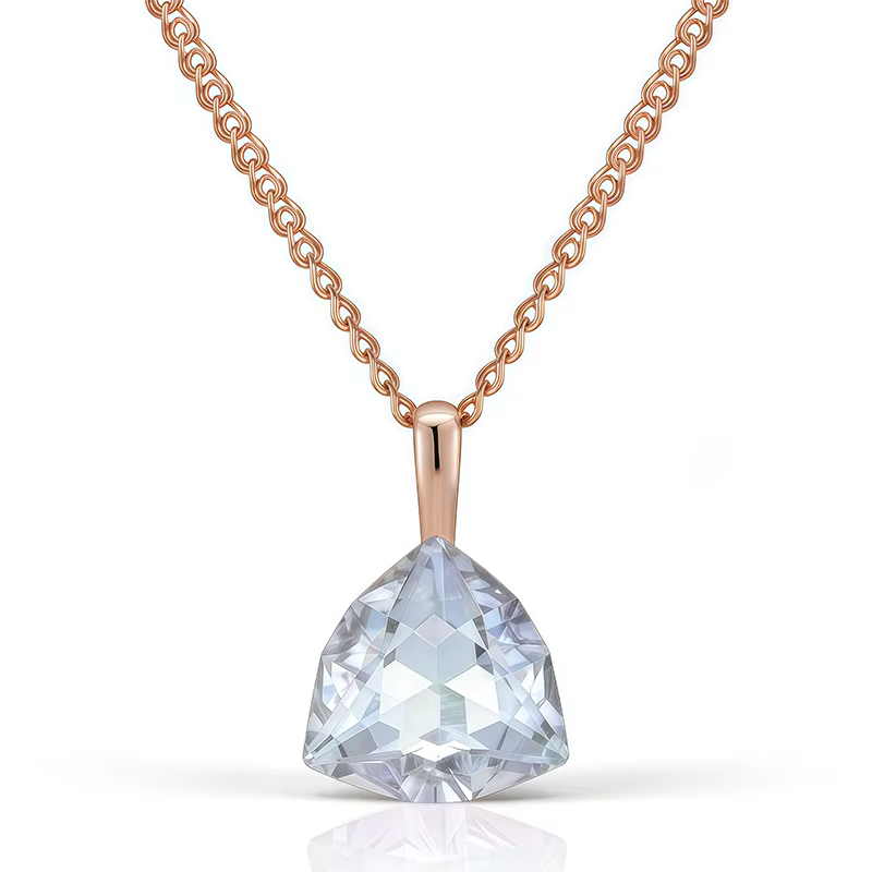 Wbmqda Shiy – pendentif et collier en pierre blanche pour femmes, couleur or Rose 585, grand Zircon 