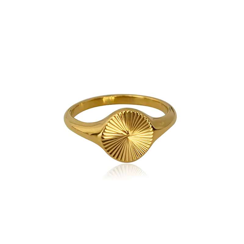 E.B.belle-Bague en acier inoxydable plaqué or 18 carats pour femme, minimaliste, étanche, rayons dél