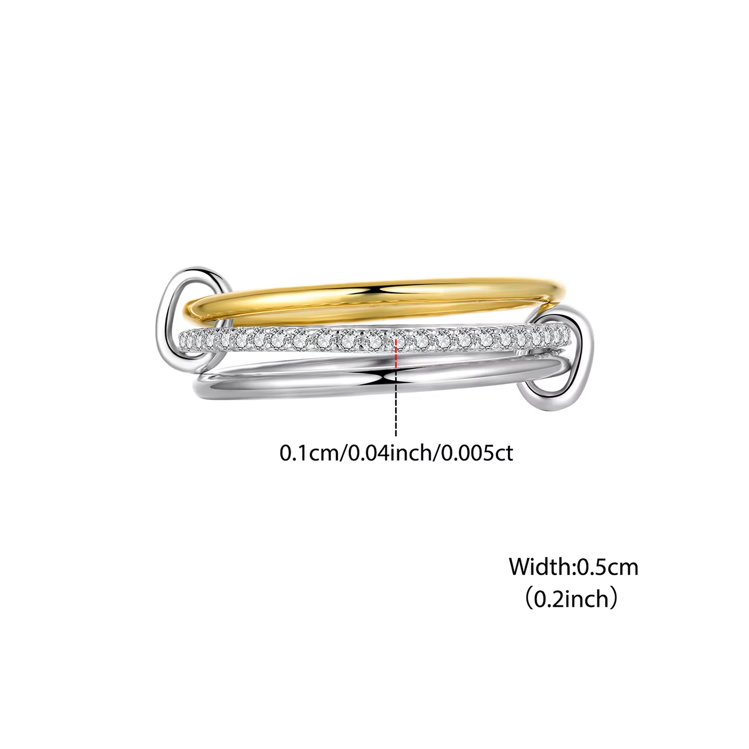 Bamoer U Biclor – bague en moissanite en argent Sterling 925, Design Unique à 3 couches, bagues cert