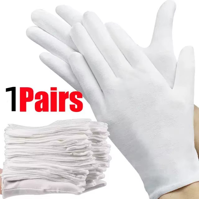 1 paire de gants en coton blanc pour hommes, uniforme de smoking formel, garde d'honneur, défilé, Co