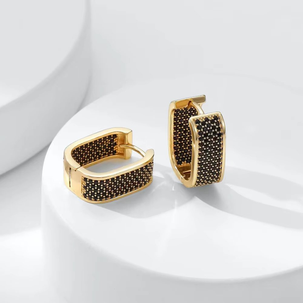 Boucles d'oreilles dorées, boucles d'oreilles de luxe haut de gamme pour femmes, incrustées de zirco