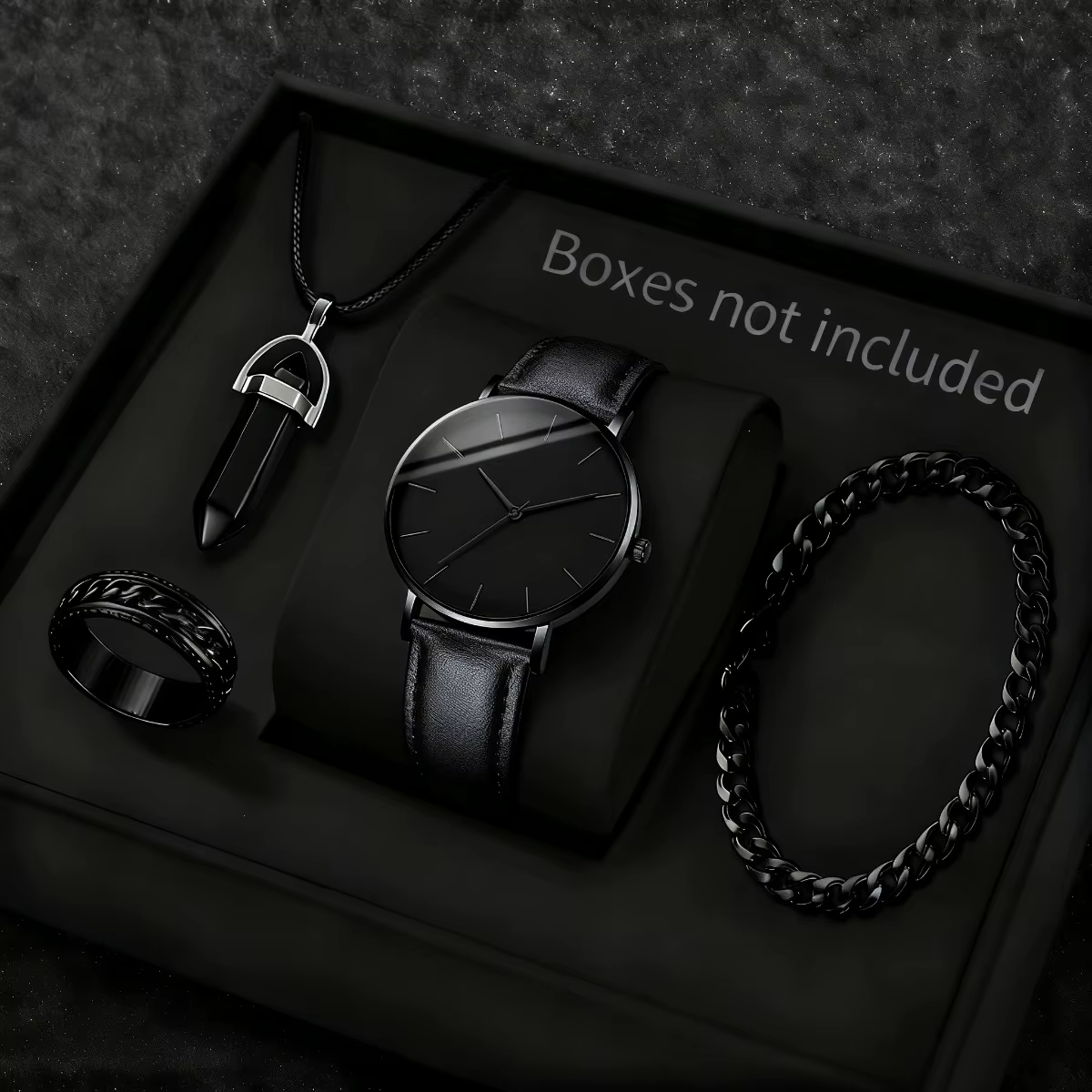 Ensemble de 4 montres pour hommes, style business, cadran simple, montre-bracelet à quartz pour homm