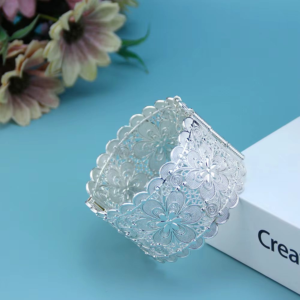 Sunspicems couleur or grand Bracelet arabe femmes manchette Bracelet métal Arabesque mariée bijoux f
