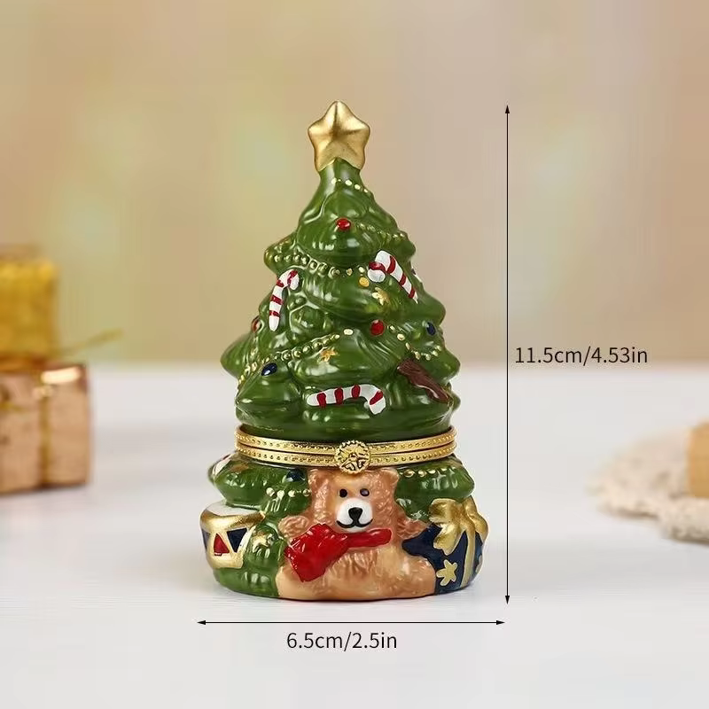 Boîte à bijoux en forme d'arbre de noël, artisanat fin, trésor créatif, boîte à bonbons adaptée au b