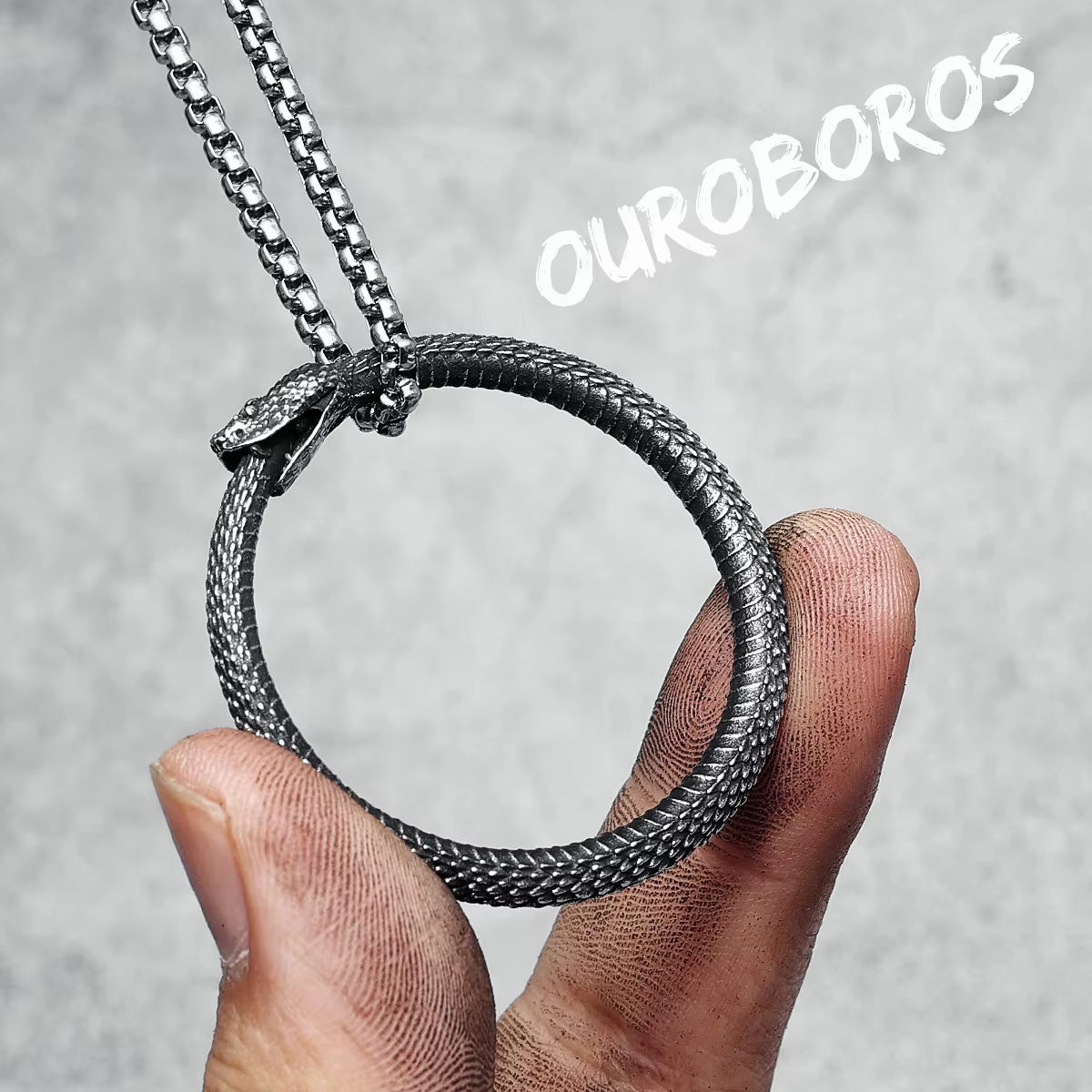 Ouroboros – pendentif serpent pour hommes, collier Simple, chaîne Python en acier inoxydable 316L, P
