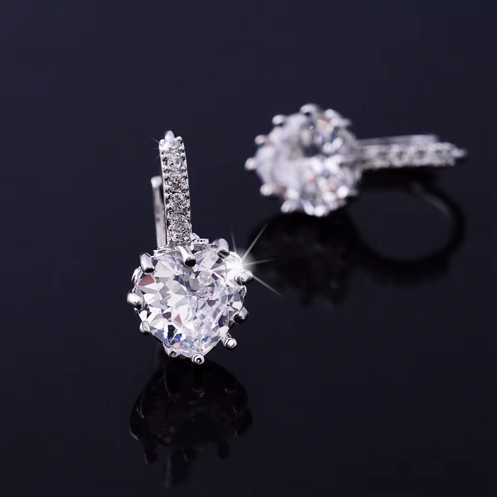 Boucle d'Oreille Romantique en Argent Sterling 925 pour Femme, Bijou en Forme de Cœur, de Clip, avec