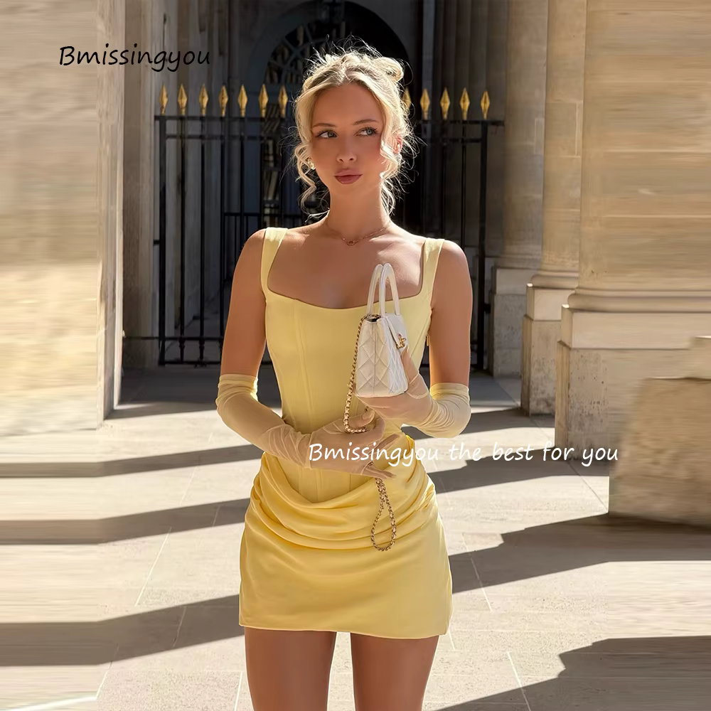 Robes de bal courtes jaunes pour femmes, robe de soirée formelle, épaules dénudées, style sirène, ro