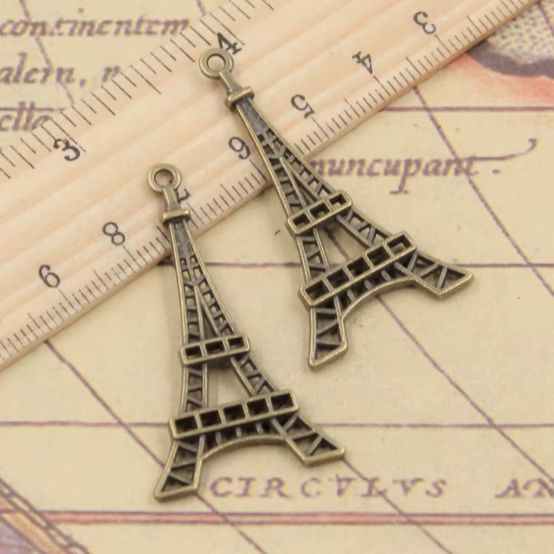10 pièces breloques tour Eiffel Paris 44x24mm tibétain Bronze argent couleur pendentifs Antique fabr
