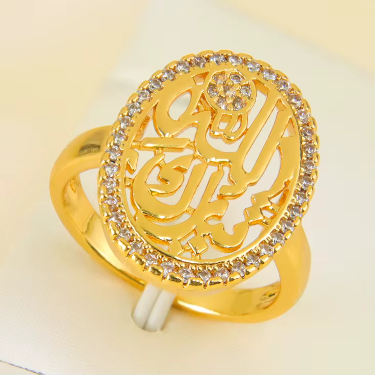 Bagues de mariage de luxe dubaï, plaquées or 21 carats, bague réglable rétro musulmane saoudienne, O