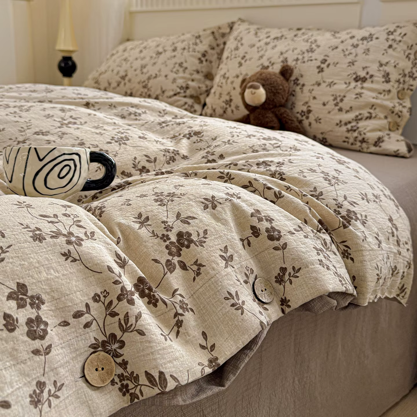 Parure de lit Vintage, housse de couette florale Simple, taies d'oreiller, drap plat, Simple, Double
