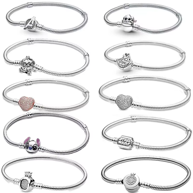 MINISO – bracelet en os de serpent avec couronne en argent sterling S925, adapté au bracelet DlY ori