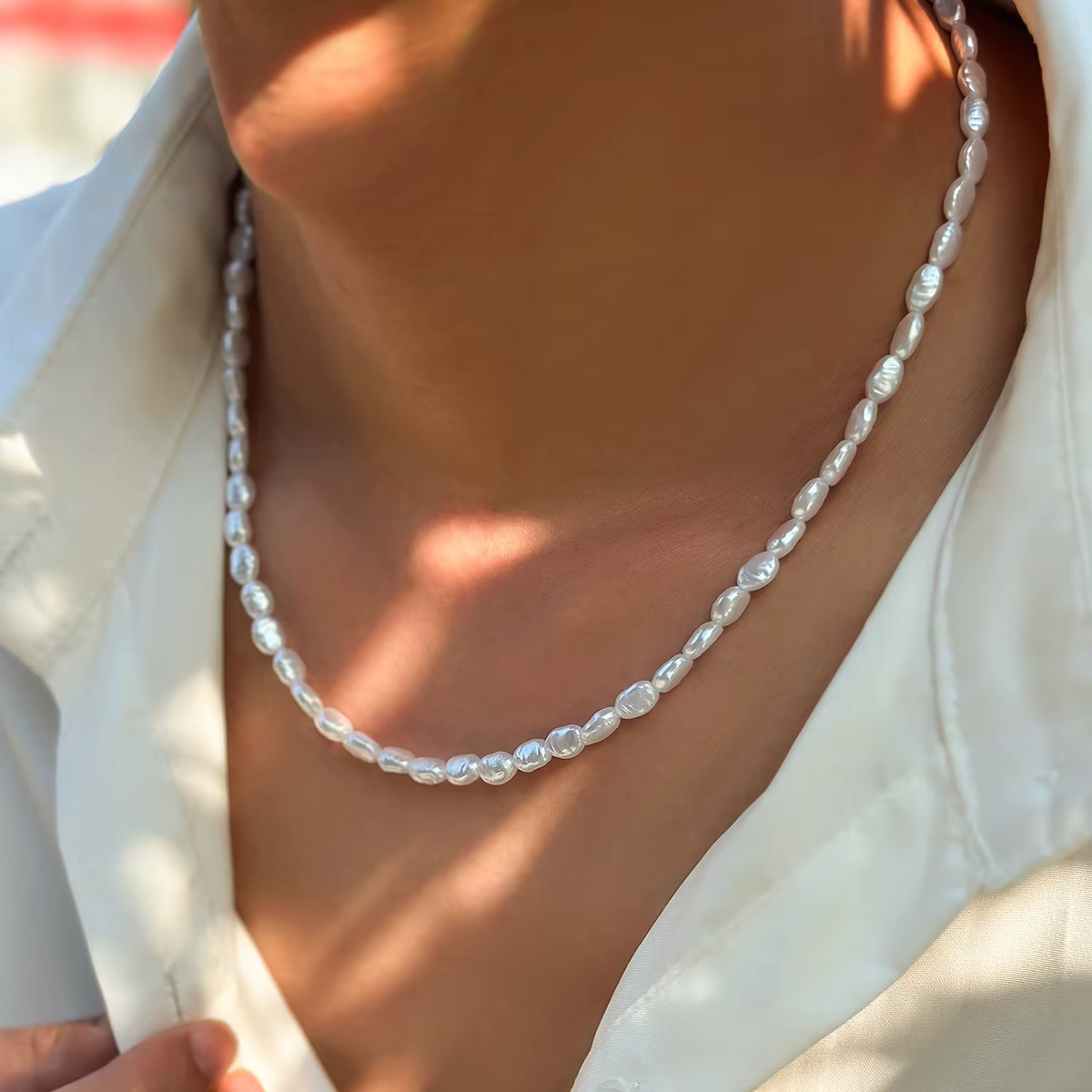 Salircon – collier ras du cou en Imitation de perles baroques simples, chaîne de perles de tempérame