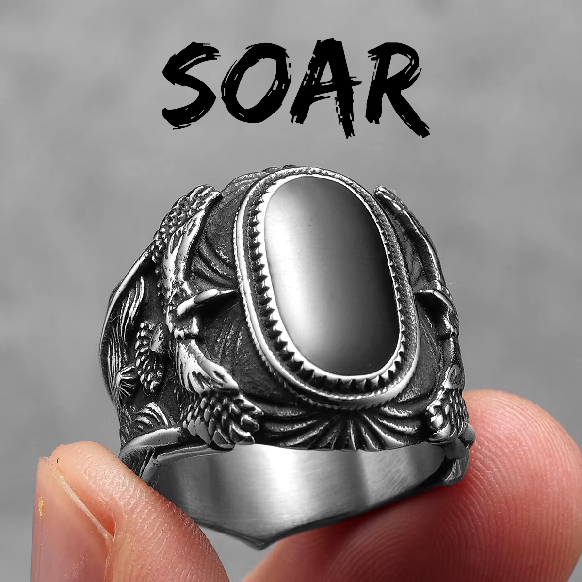 Soar pierres précieuses hommes anneaux aigle acier inoxydable femmes mode bijoux Punk à la mode luxe