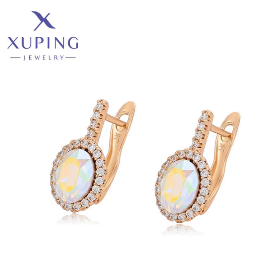 Xuping Jewelry Promotion Boucles d'oreilles en cristal couleur or exquises et tendance pour femmes, 
