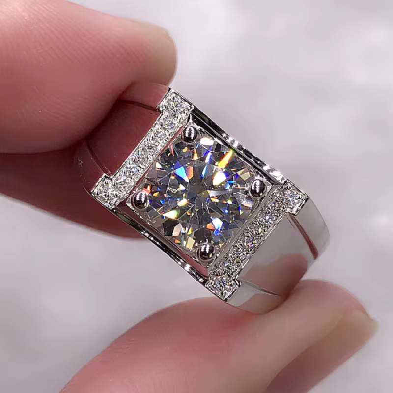 Bague de mariage Buyee en argent sterling 925 avec zircon léger, bague simple pour homme, bijou clas