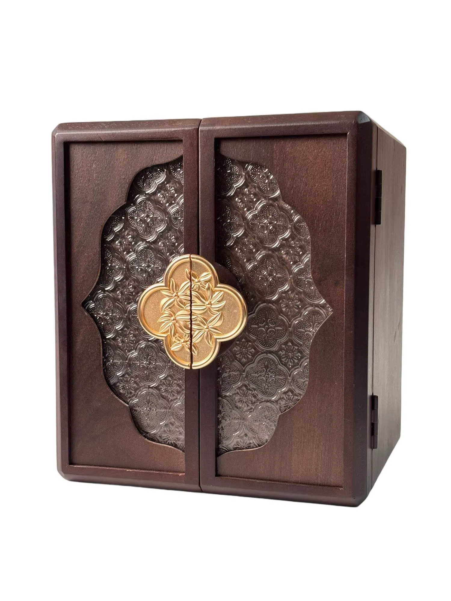 Boîte à bijoux antique en noyer avec serrure - Boîte de rangement en bois artisanale haut de gamme e