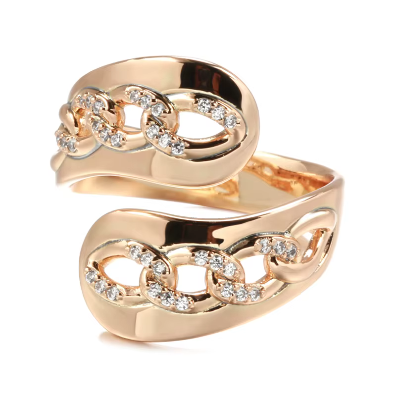 Kinel 2022 à la mode 585 bague en or Rose pour les femmes mode géométrie naturel Zircon anneaux pour