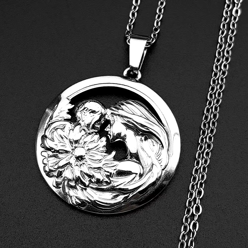 Collier pendentif fleur de carnation pour femme et homme, en acier inoxydable couleur or, cadeau de 