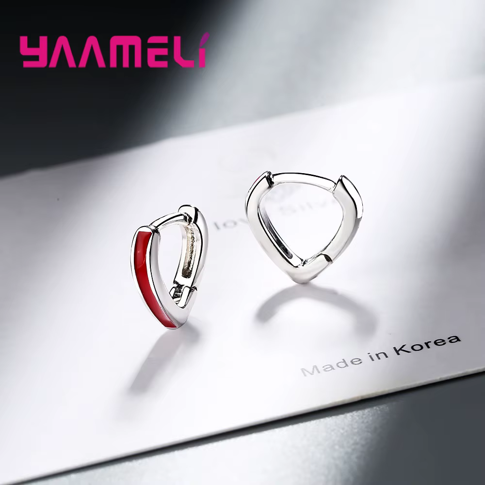 Boucles d'oreilles créoles d'amour en argent regardé 925 pur pour femmes et filles, conception de co