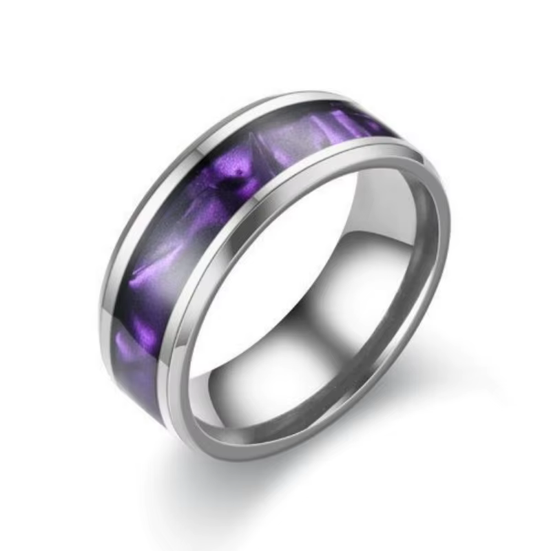 Bague en acier inoxydable noire, élégante et colorée pour femmes et hommes, accessoires de bijoux, v