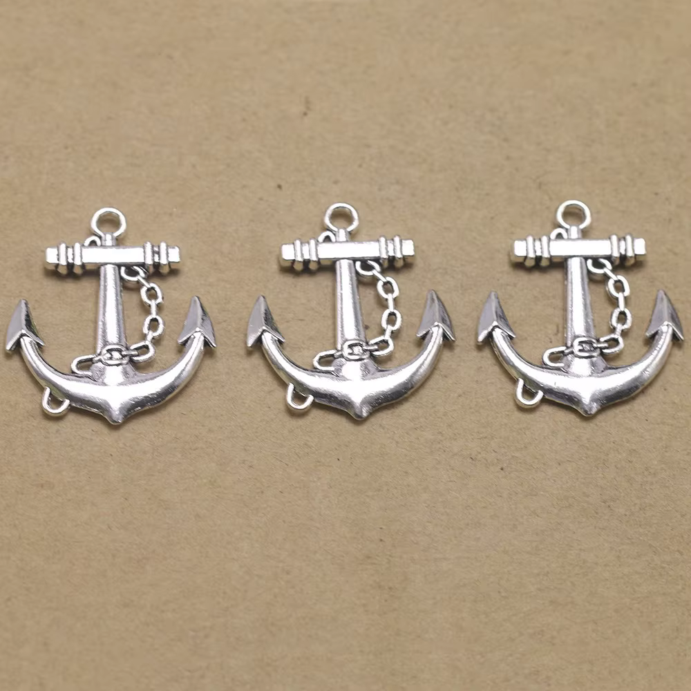 Pendentifs ancre plaqués argent antique, pour collier, bijoux faits à la main, décoration de bijoux,