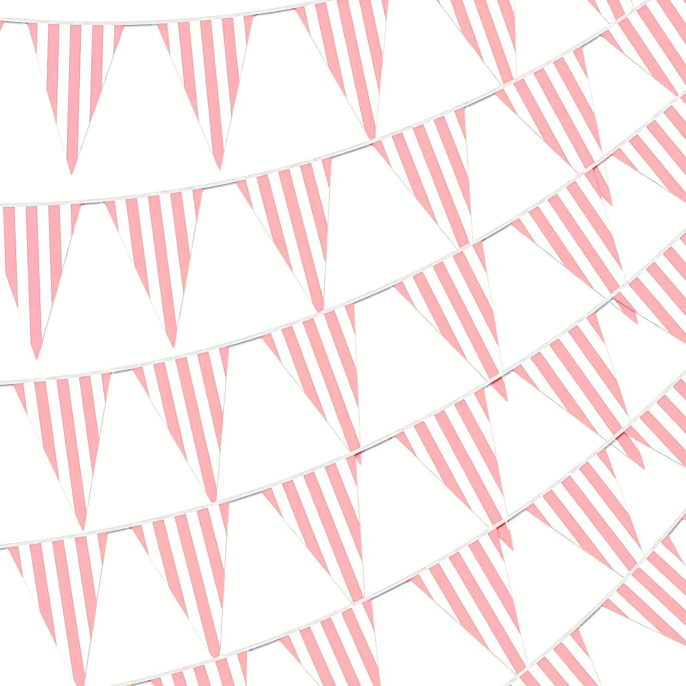Bannière triangulaire rayée de 10M, lot de 3, guirlande de fête rose et blanche pour mariage, annive
