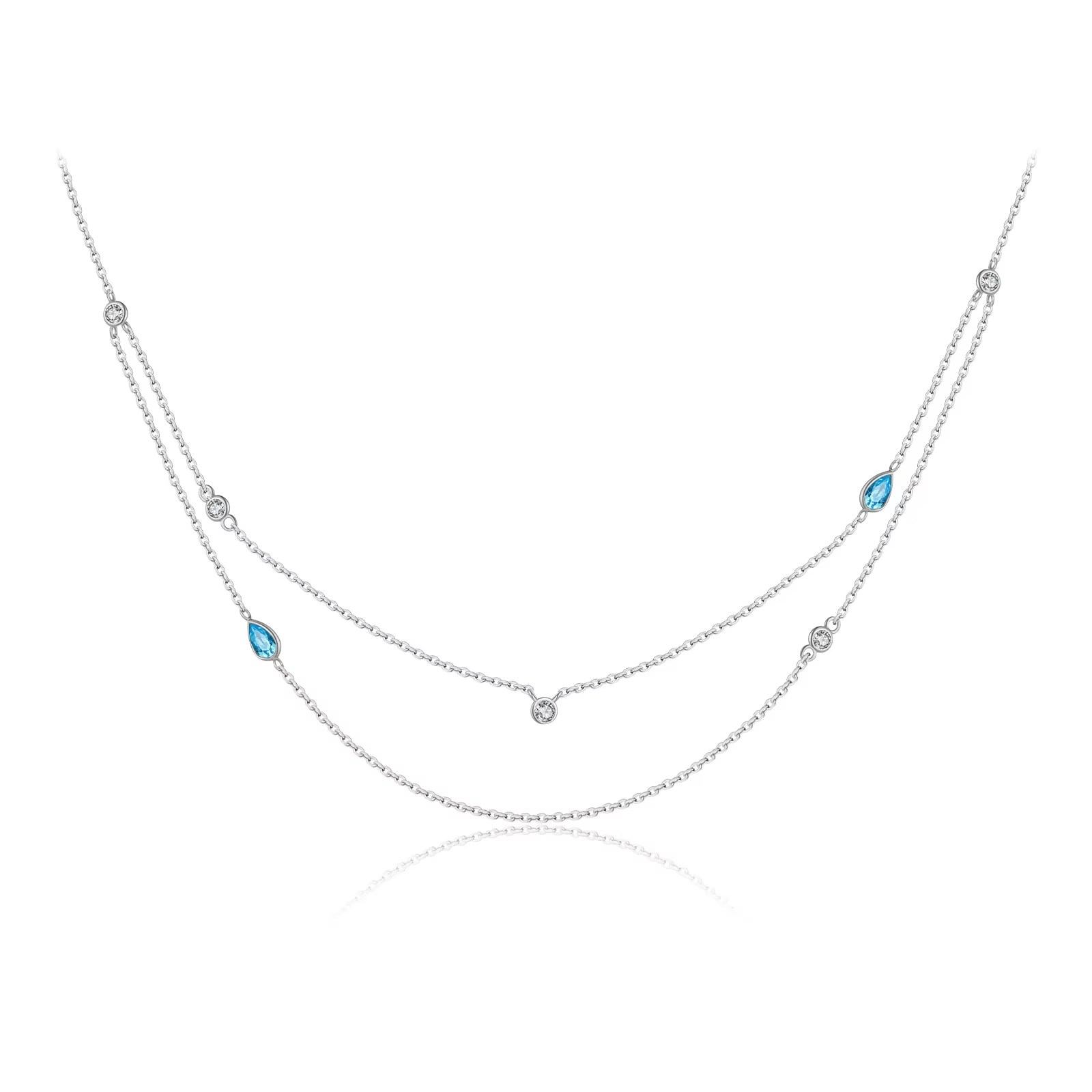 ANDYWEN – collier Double couche en argent 925, bijoux en forme de larme bleue et CZ, cadeau élégant 