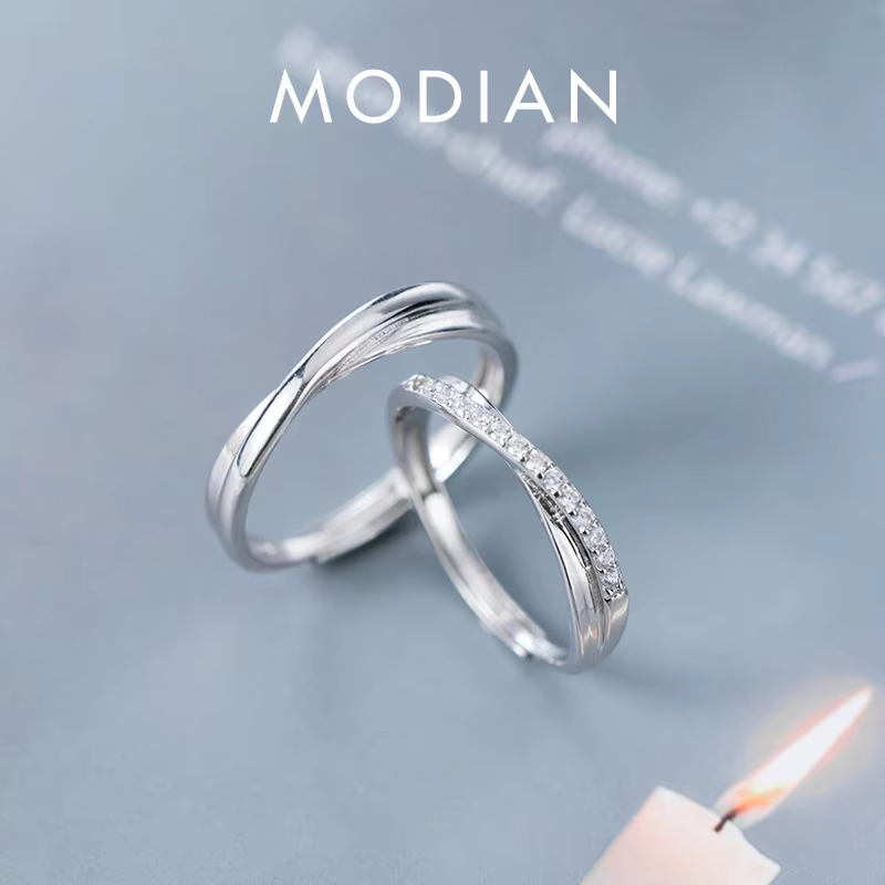 Modian – bagues de fiançailles romantiques pour hommes et femmes, en argent Sterling 925, brillant,