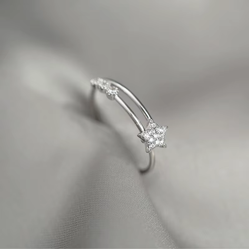 ANENJERY-Bague Étoile Cubique Ajustable pour Femme, Accessoires Délicats, Bijoux Cadeau, Vente en Gr